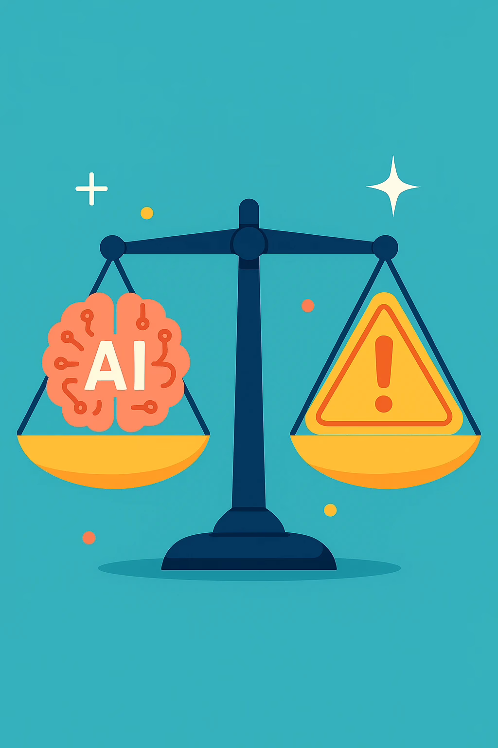Иллюстрация: баланс между ИИ и осторожностью
