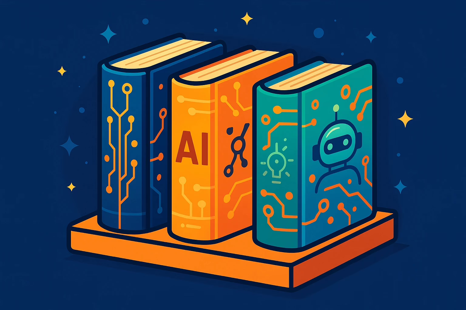 Иллюстрация: цифровая библиотека с ИИ